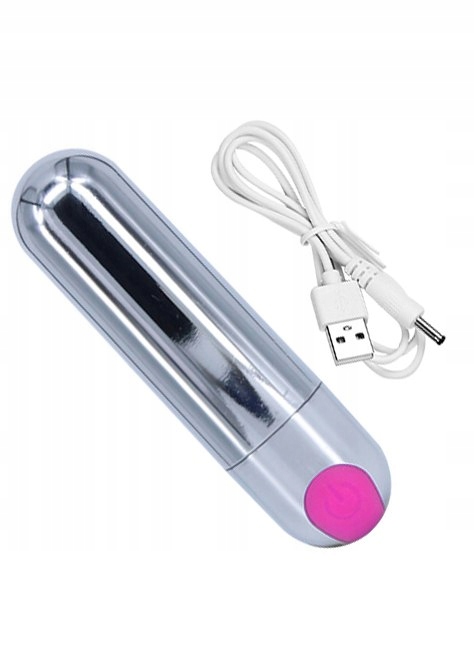 Wibrator-Strong Bullet Vibrator Silver USB 10 Func