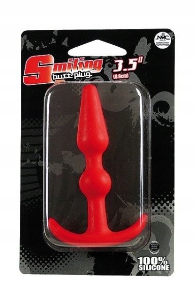 Korek Analny Smiling ButtPlug red 8.90cm
