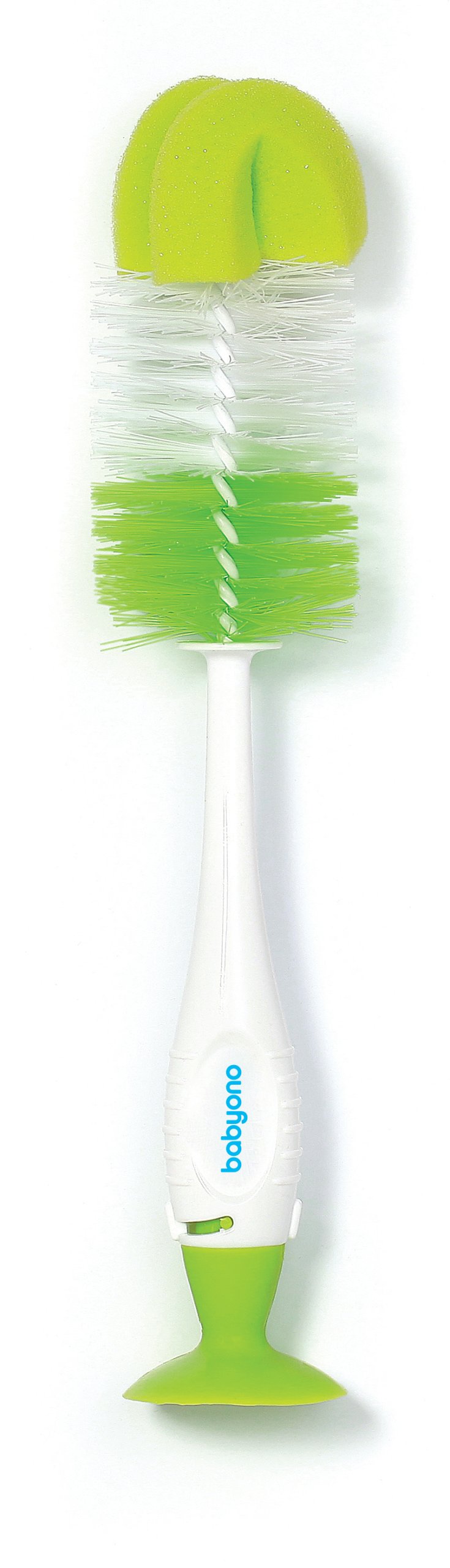 Szczotka do butelek i smoczków samostojąca z przyssawką i chowaną mini szczoteczką