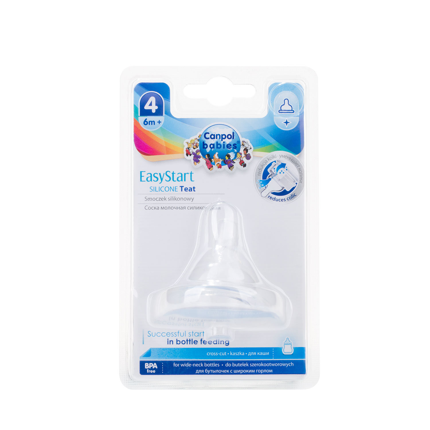 Smoczek do butelek szerokootworowych EasyStart silikonowy. Przepływ do kaski