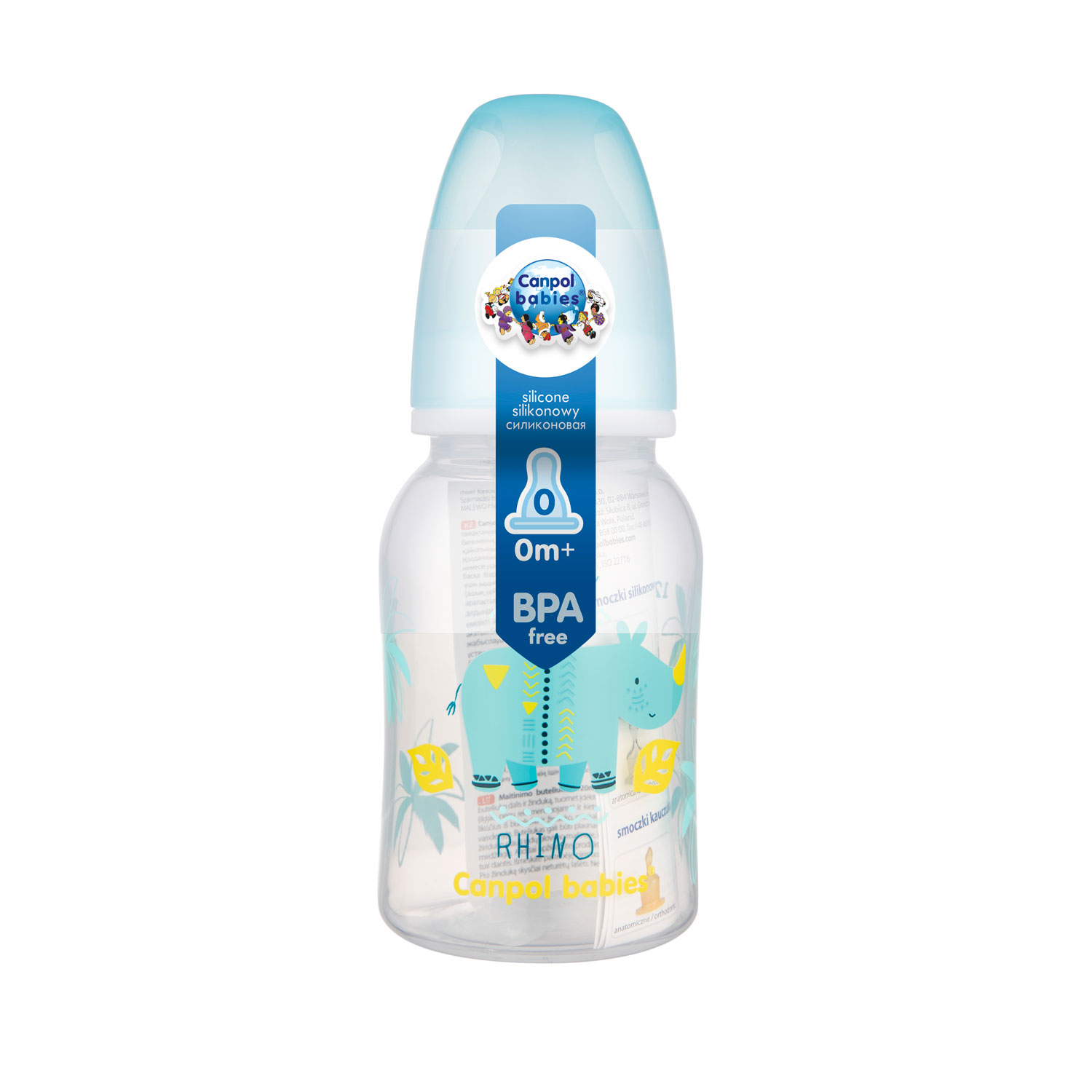 Canpol babies lekka butelka wąska 120ml 0m+ AFRICA - Nosorożec