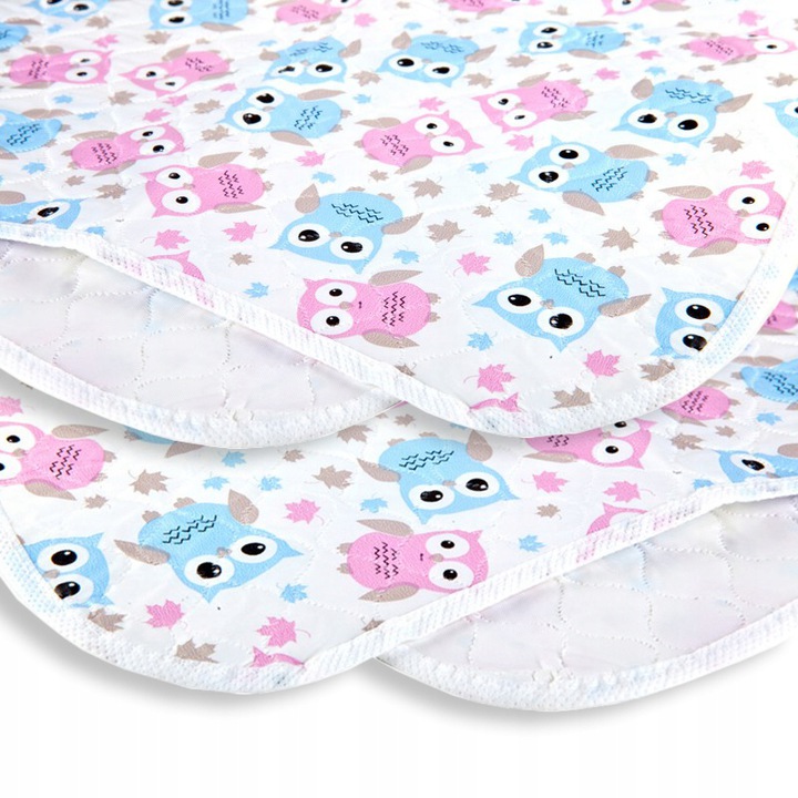 Chłonny nieprzemakalny podkład PEVA 55x70cm SOWY NIEBIESKO-RÓŻOWE