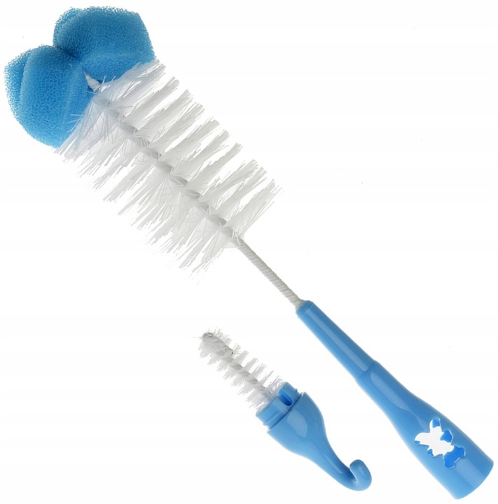Szczotka do czyszczenia butelek i smoczków z gąbką - zielony MIŚ