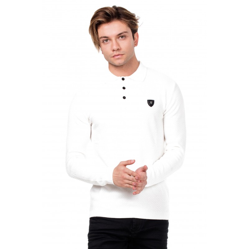 CIPO BAXX SWETER SLIM FIT POLO KOŁNIERZYK~M