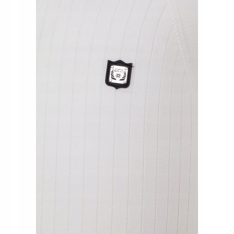 CIPO BAXX SWETER W PRĄŻKI WHITE BASIC GŁADKI~XL