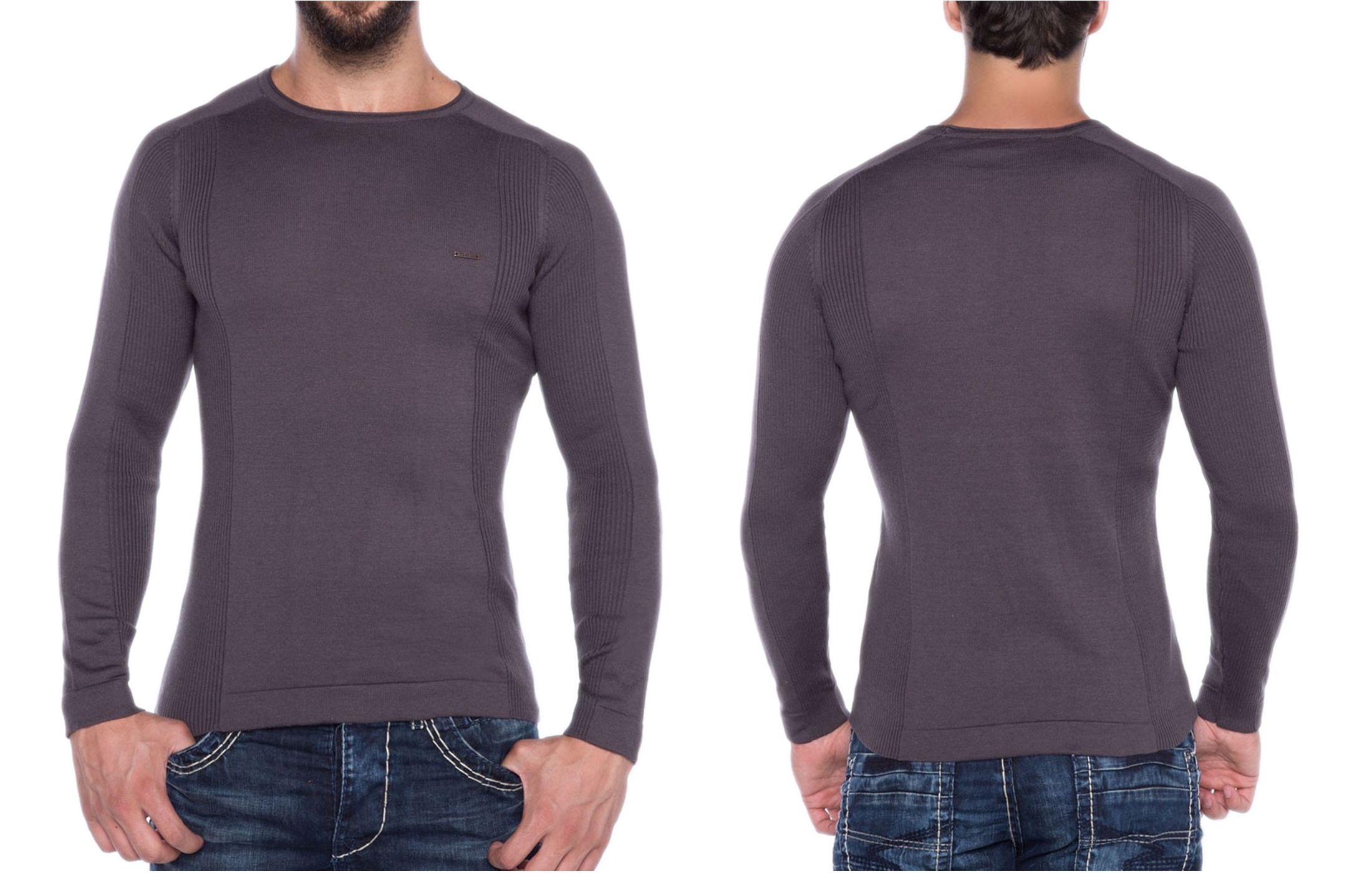 CIPO BAXX BIAŁY SWETER MĘSKI BASIC C44300~M