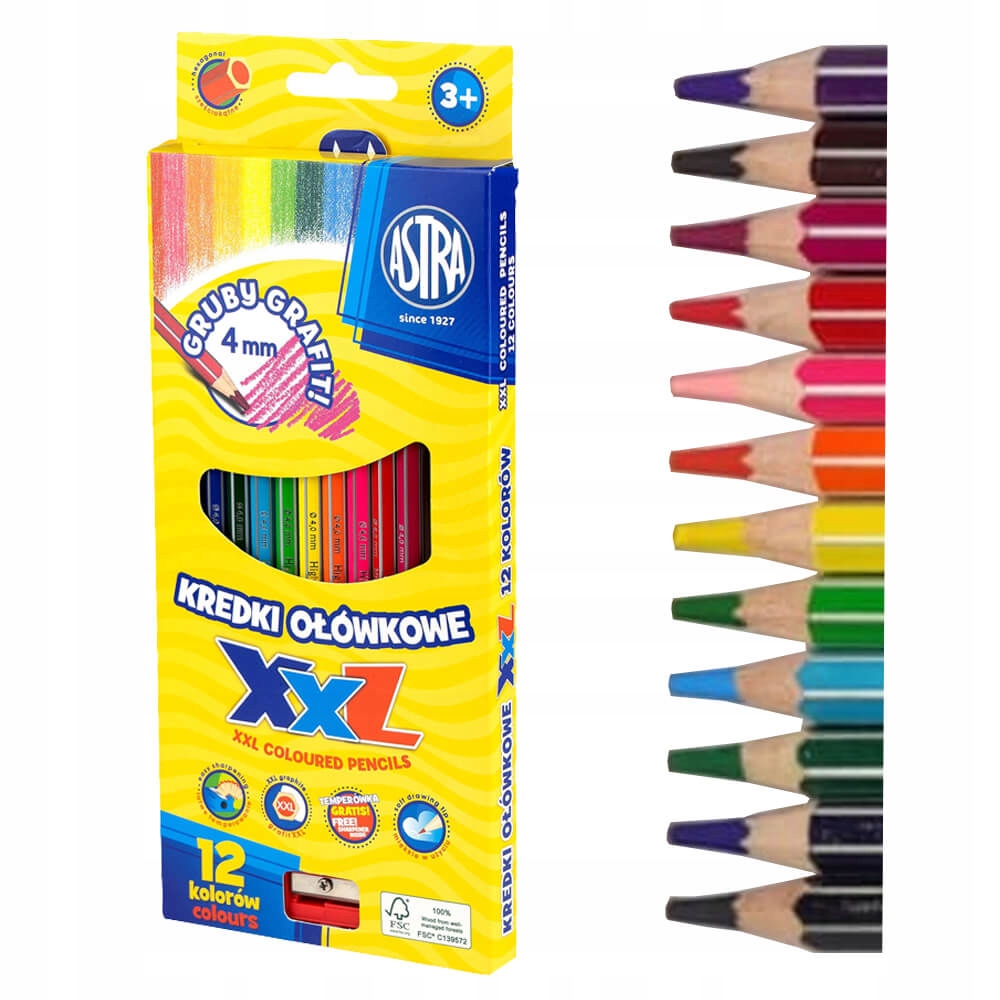 KREDKI OŁÓWKOWE HEXAGONALNE 12KOL XXL A'12 8146