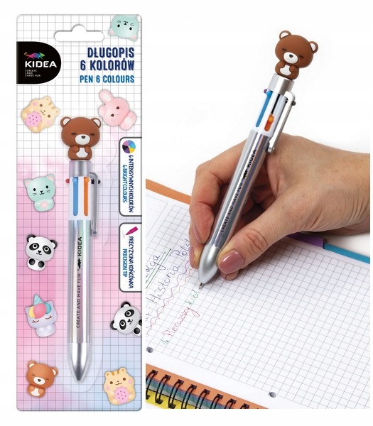 DŁUGOPIS Z FIGURKĄ A 6 KOLORÓW KIDEA 8828