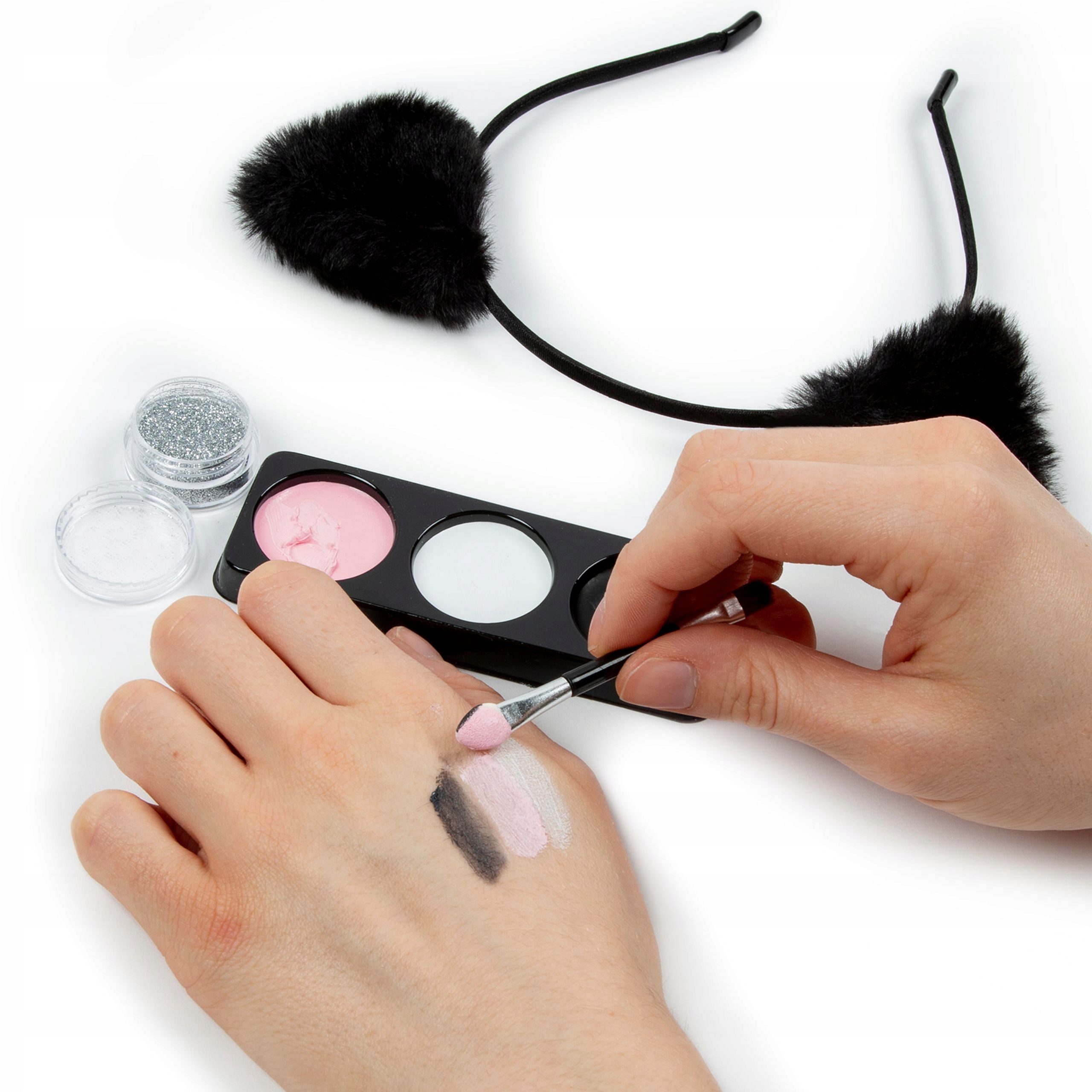 FARBKI DO TWARZY ZESTAW Z OPASKĄ KOTEK KIDEA 7128