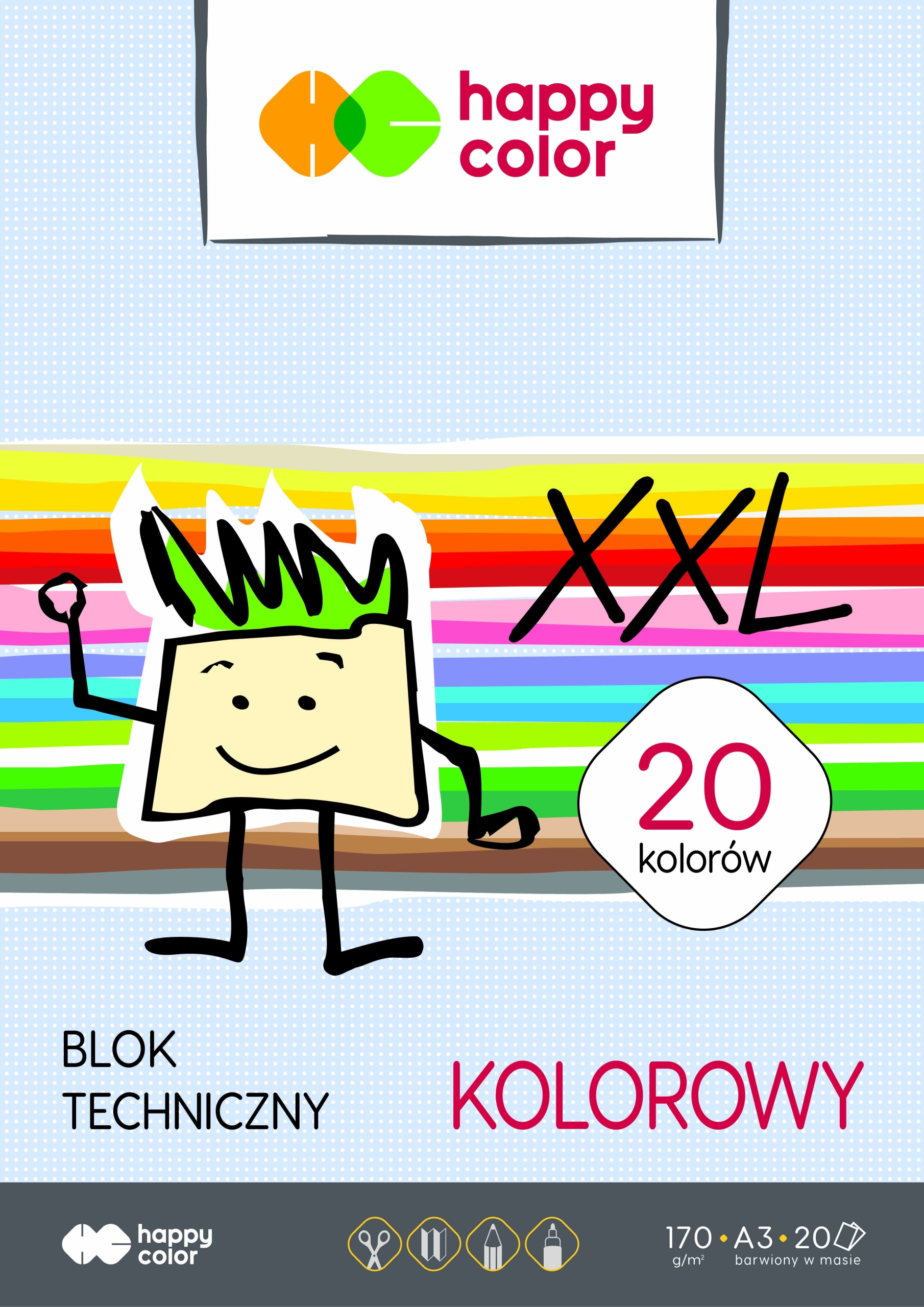 BLOK TECHNICZNY A3/20K KOLOR HAPPY COLOR A"10 7023