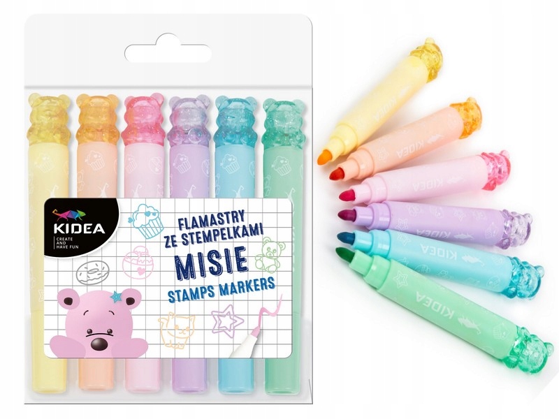 FLAMASTRY DWUSTRONNE ZE STEMP. MISIE 6 SZT.4307