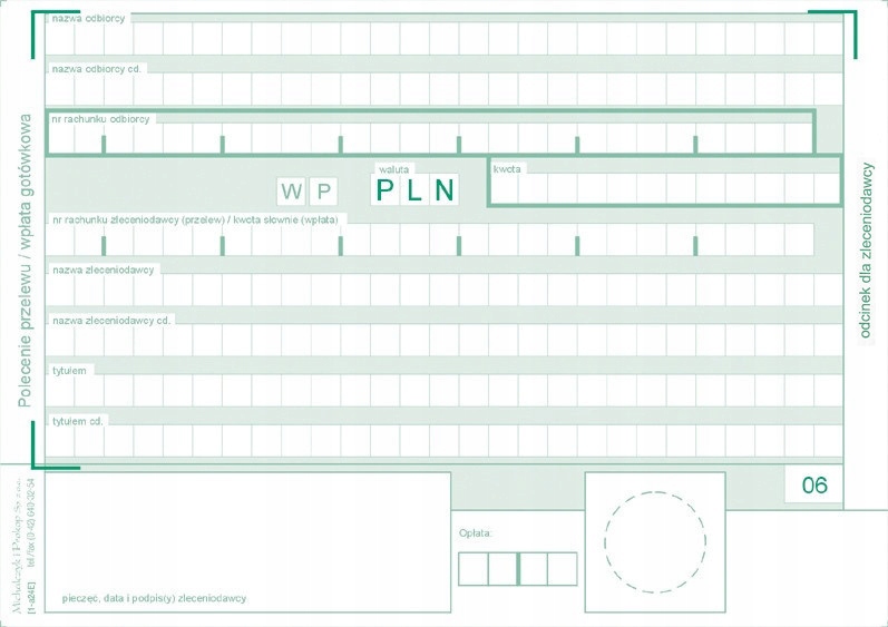 WP-4 ODCINK.POLECENIE PRZELEWU WPŁATA GOT A6 445-5