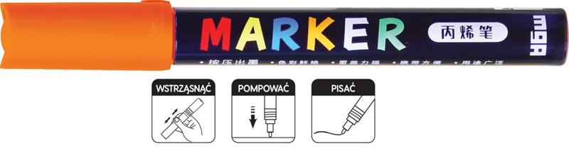 Marker akrylowy 1-2 mm pomarańczowy A'6 4082