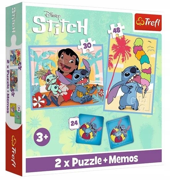 PUZZLE 2W1+MEMOS WESOŁY DZIEN LILO&STITCH 93585