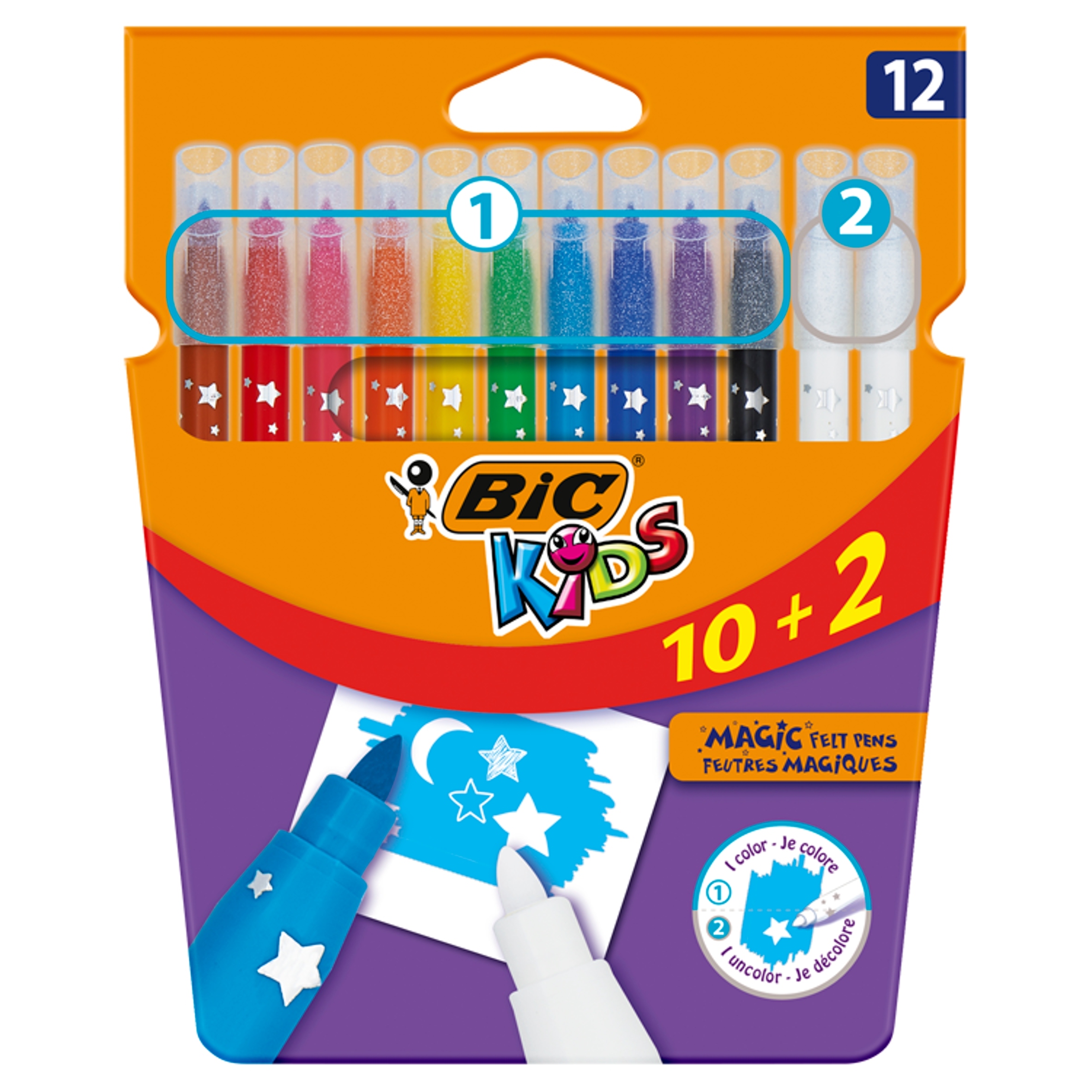 FLAMASTRY 12KOL. BIC KIDS MAGIC 10+2 4085