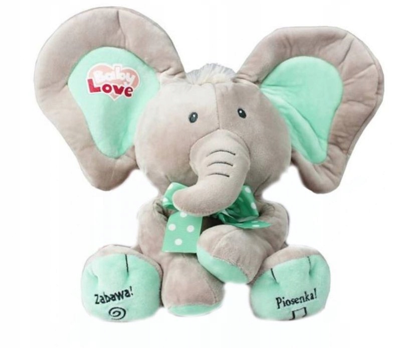 SŁONIK A KUKU BEŻOWO-MIĘTOWY 24CM 6508