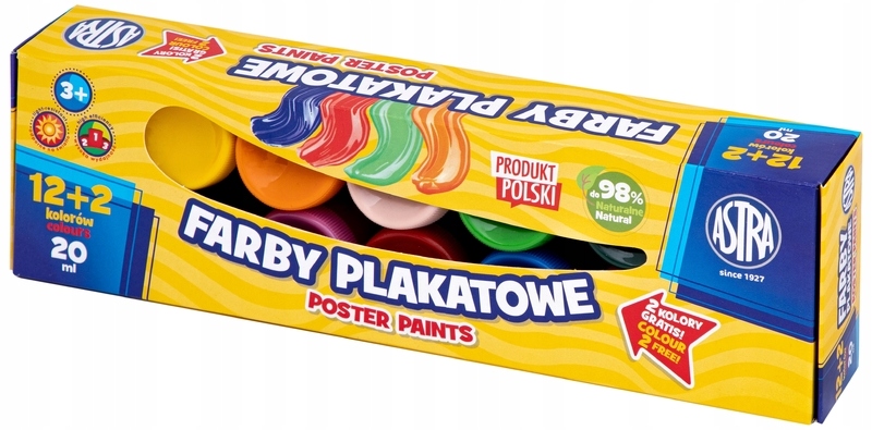 Farby plakatowe ASTRA 12+2 kol x 20 ml  Standard