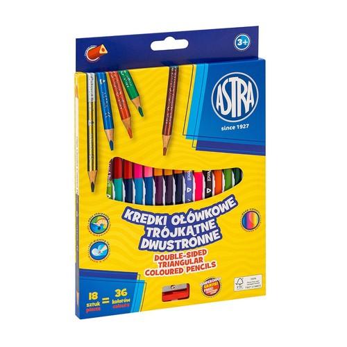 Kredki ołów trójkątne dwustronne 18=36KOL Z TEMPER