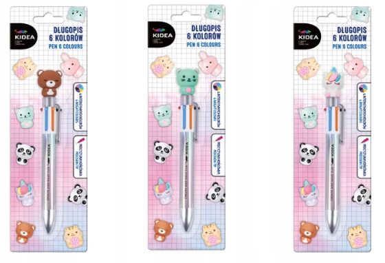 DŁUGOPIS Z FIGURKĄ A 6 KOLORÓW KIDEA 8828