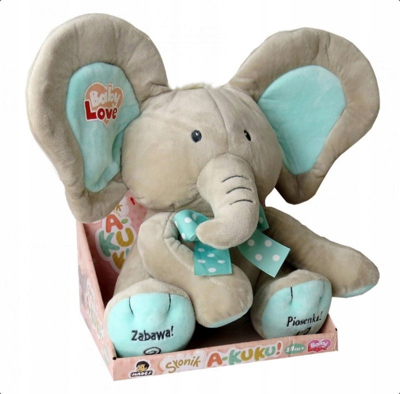 SŁONIK A KUKU BEŻOWO-MIĘTOWY 24CM 6508