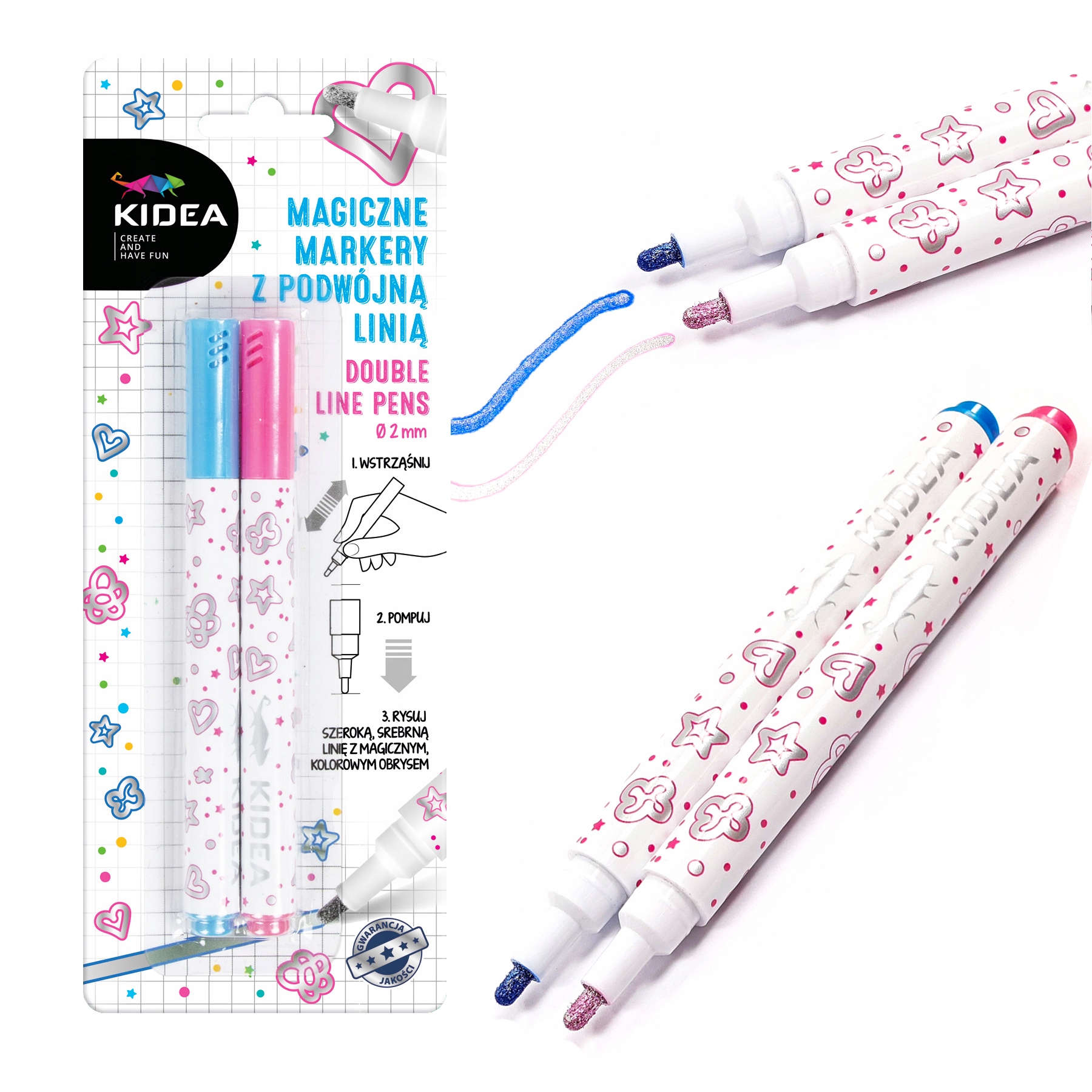 MAGICZNY MARKER Z PODWÓJNĄ LINIĄ 2 SZT KIDEA 7724