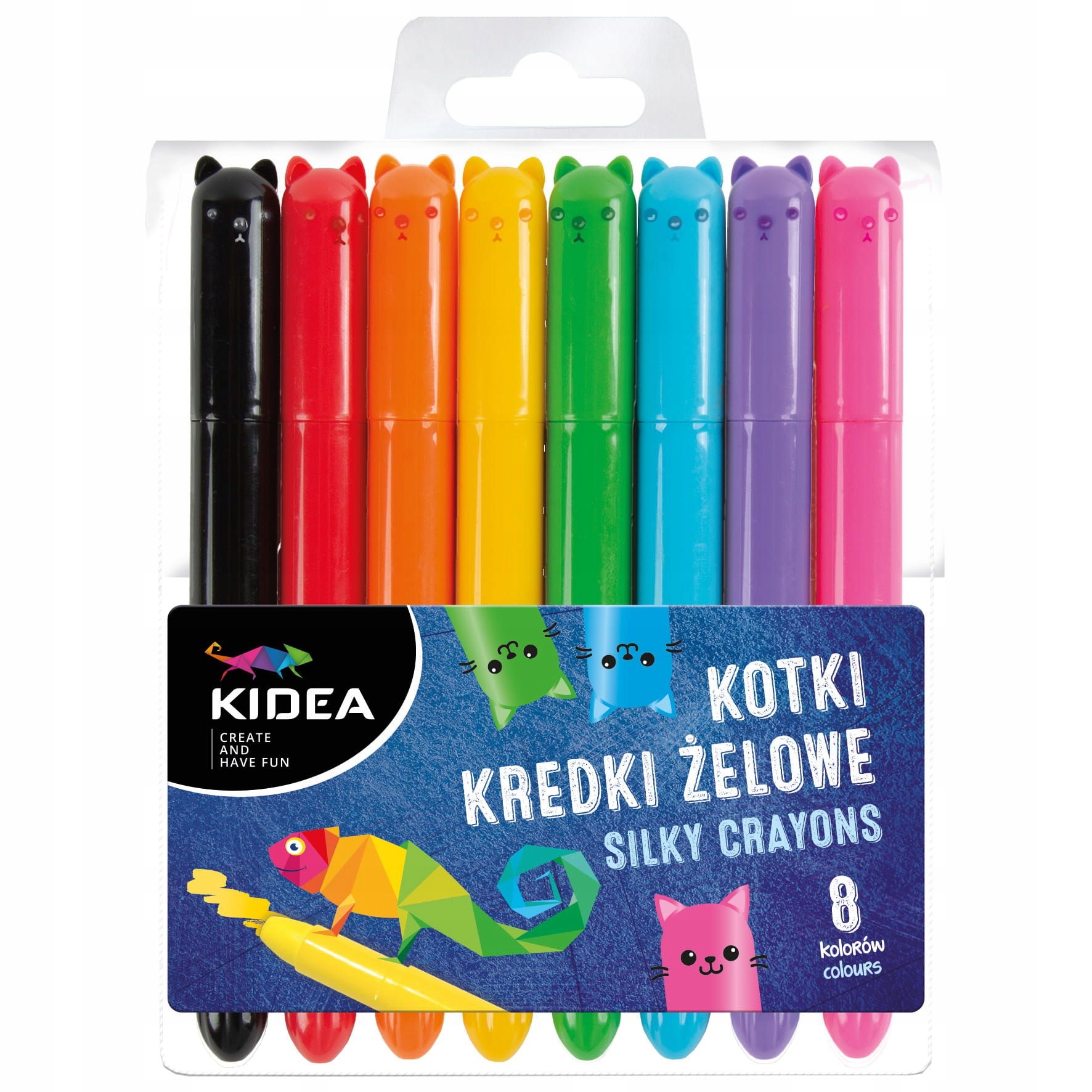 Kredki Żelowe Kotki 8 Kol. Kidea 6899