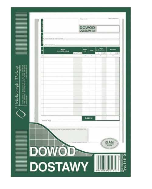 DOWÓD DOSTAWY A5 315-3