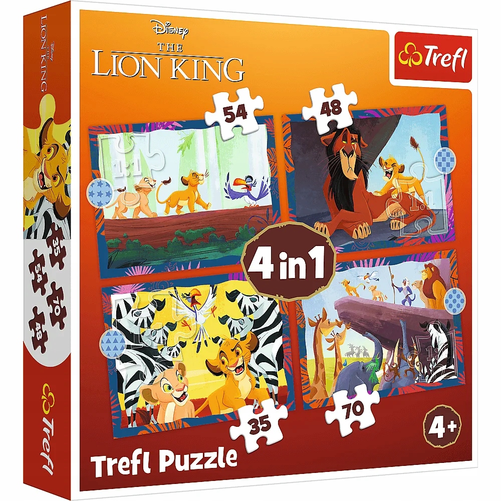 PUZZLE 4W1 ODWAŻNY KRÓL LEW 34653