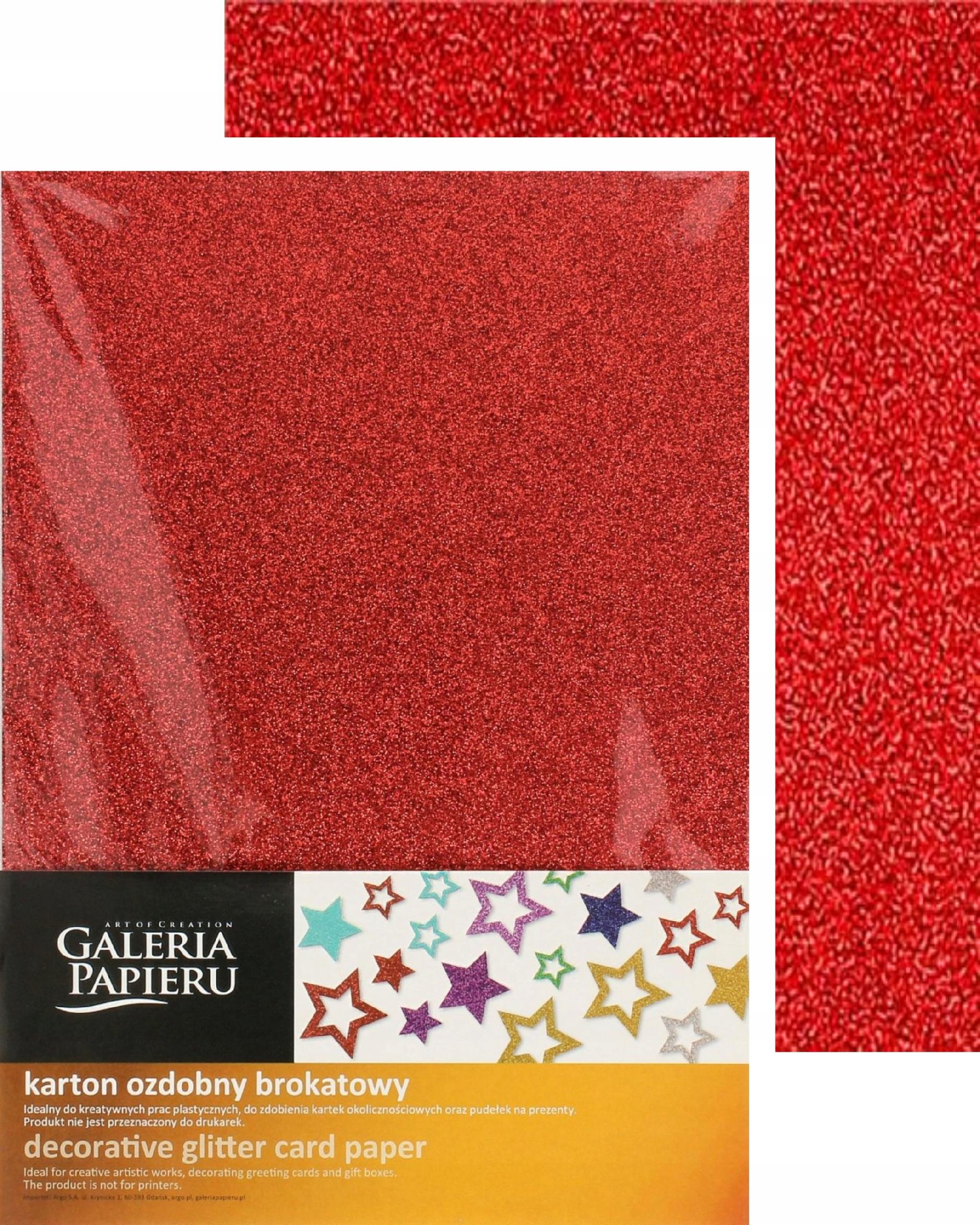 Karton Brokatowy Czerwony A4 (5) 8113