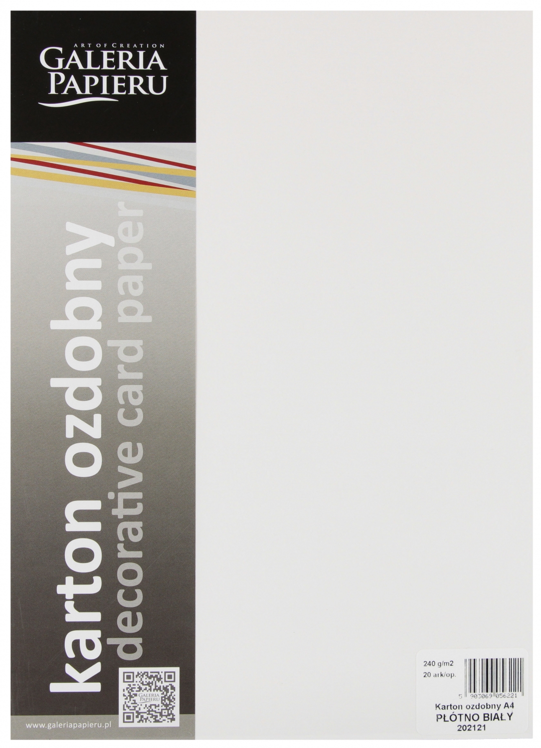 Karton Ozdobny Płótno Biały (20) 240G
