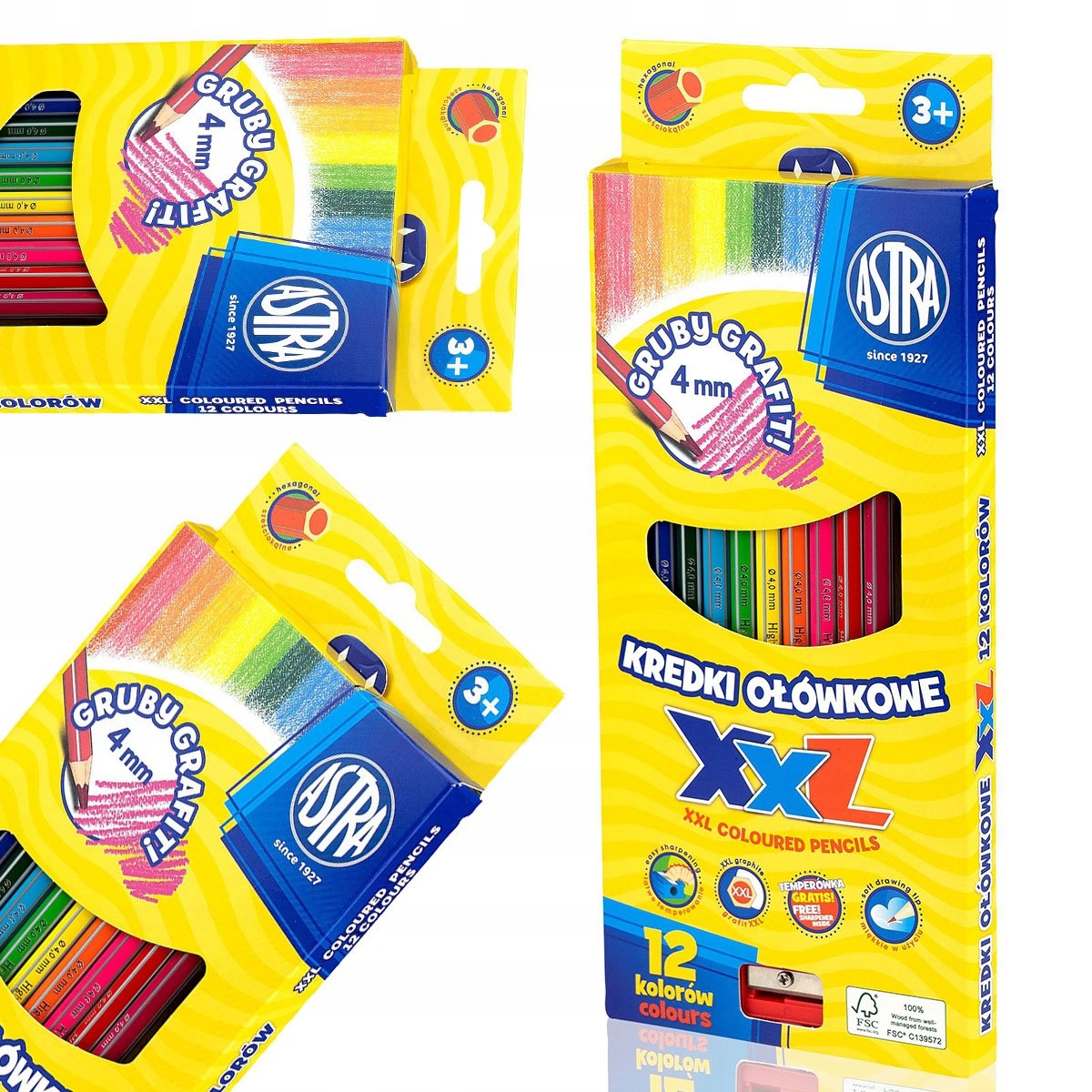 KREDKI OŁÓWKOWE HEXAGONALNE 12KOL XXL A'12 8146