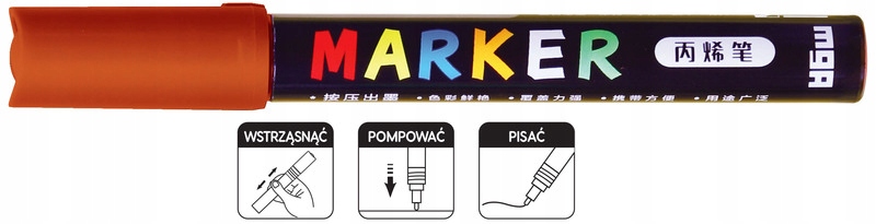 Marker akrylowy 1-2 mm brązowy czerwonawy A'6 235