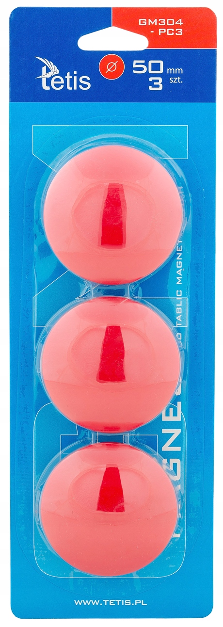 MAGNESY DO T. 50MM/3 CZERWONE GŁADKIE TETIS