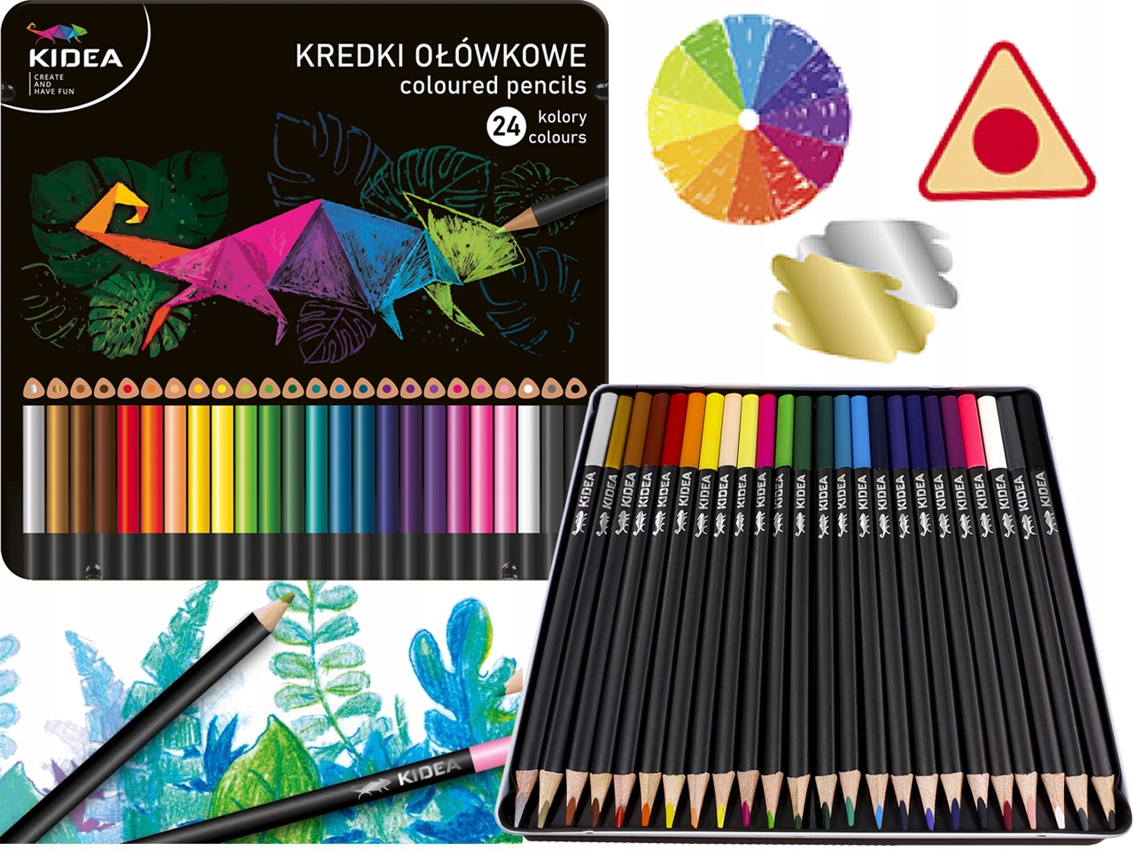 KREDKI TRÓJKĄTNE W METAL.PUDEŁKU 24 KOL KIDEA 7625