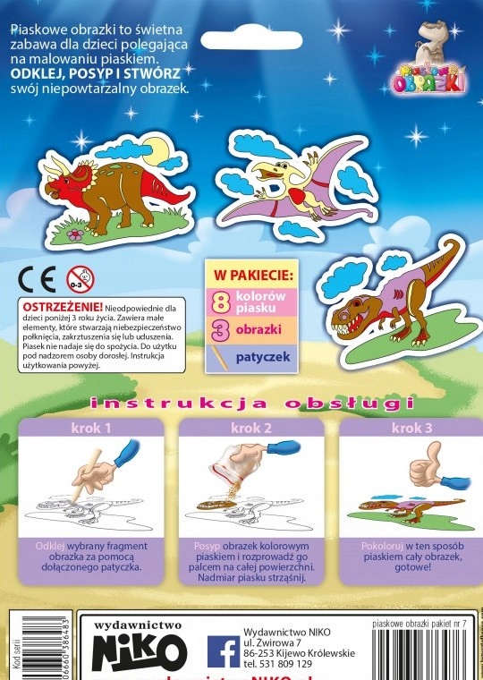 Piaskowe obrazki Pakiet 7(pterodaktyl,t-rex, 6476