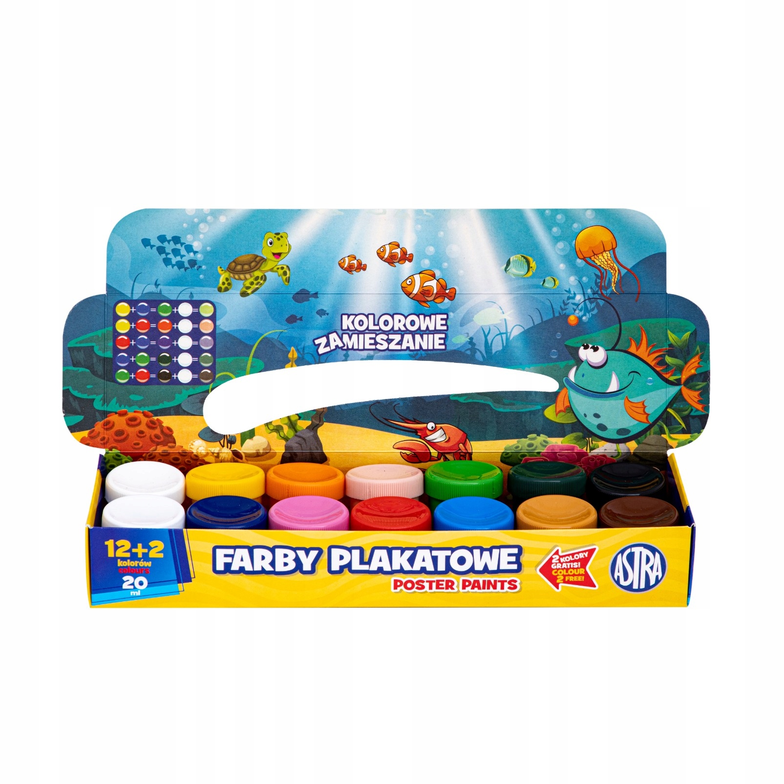 Farby plakatowe ASTRA 12+2 kol x 20 ml  Standard