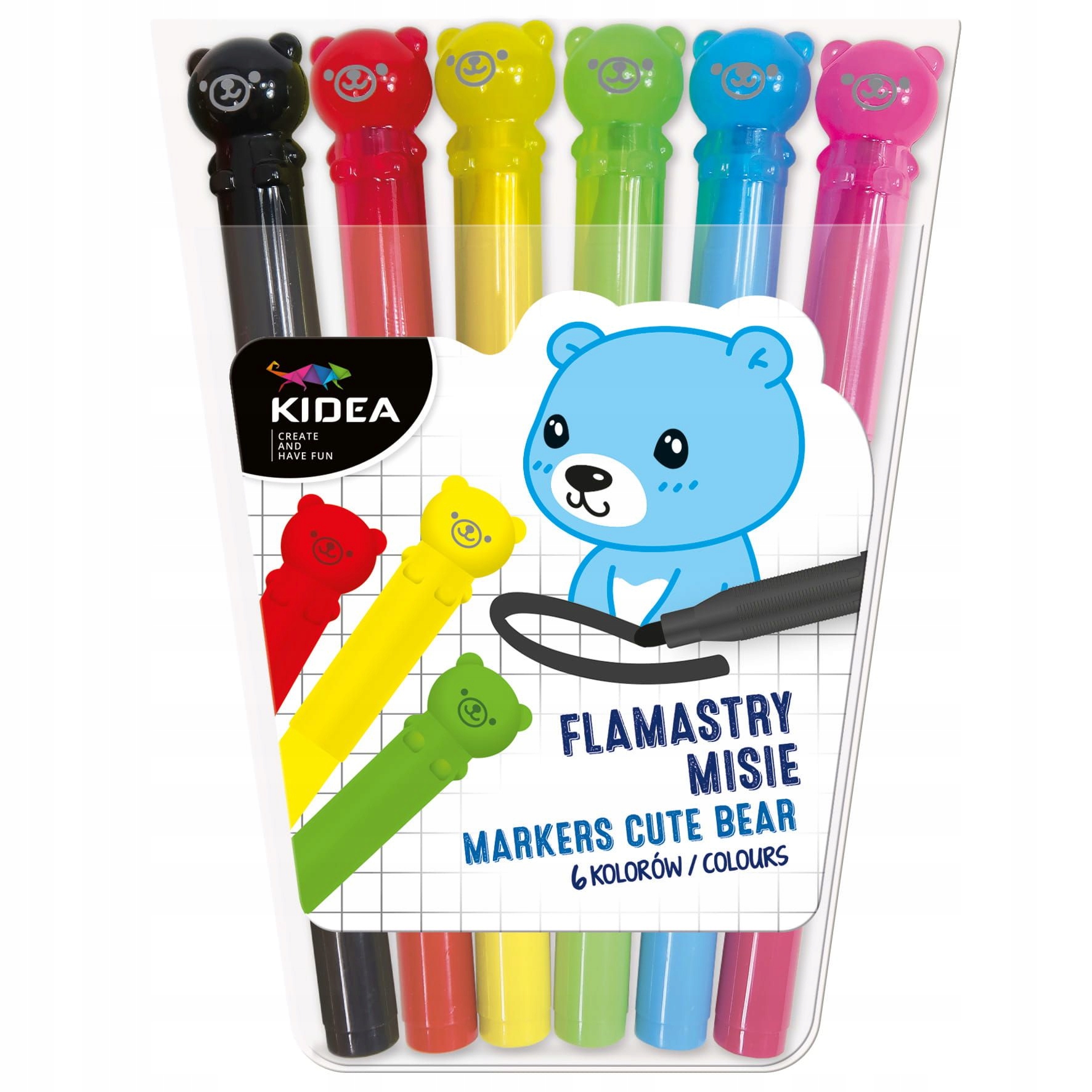 FLAMASTRY MISIE 6 KOLORÓW KIDEA 4345