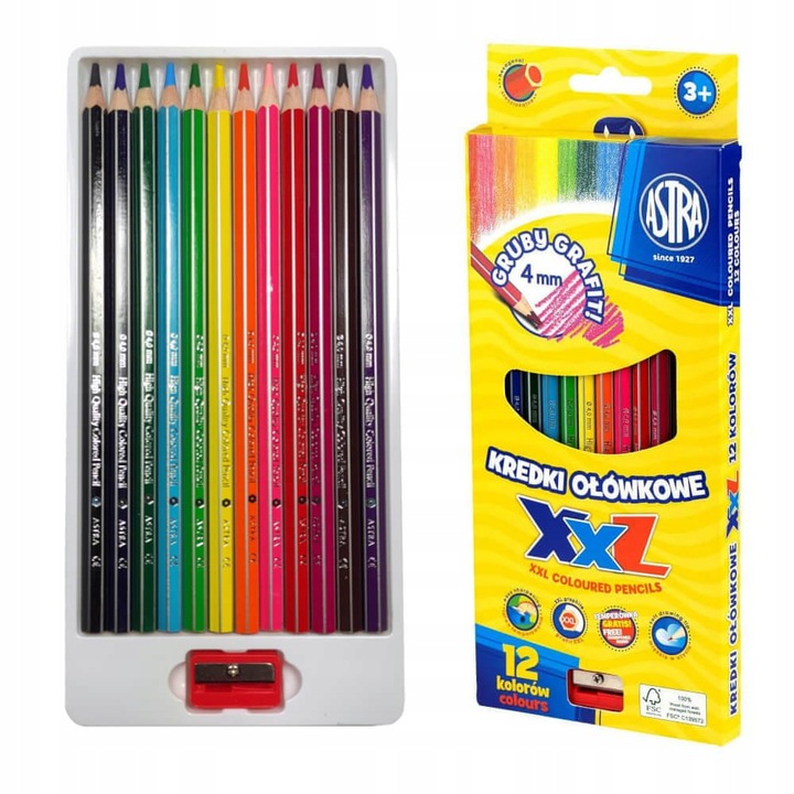 KREDKI OŁÓWKOWE HEXAGONALNE 12KOL XXL A'12 8146