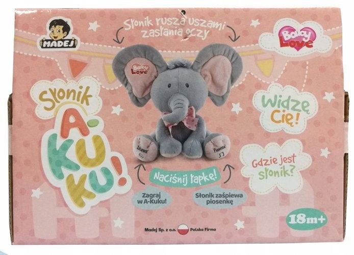 SŁONIK A KUKU BEŻOWO-MIĘTOWY 24CM 6508