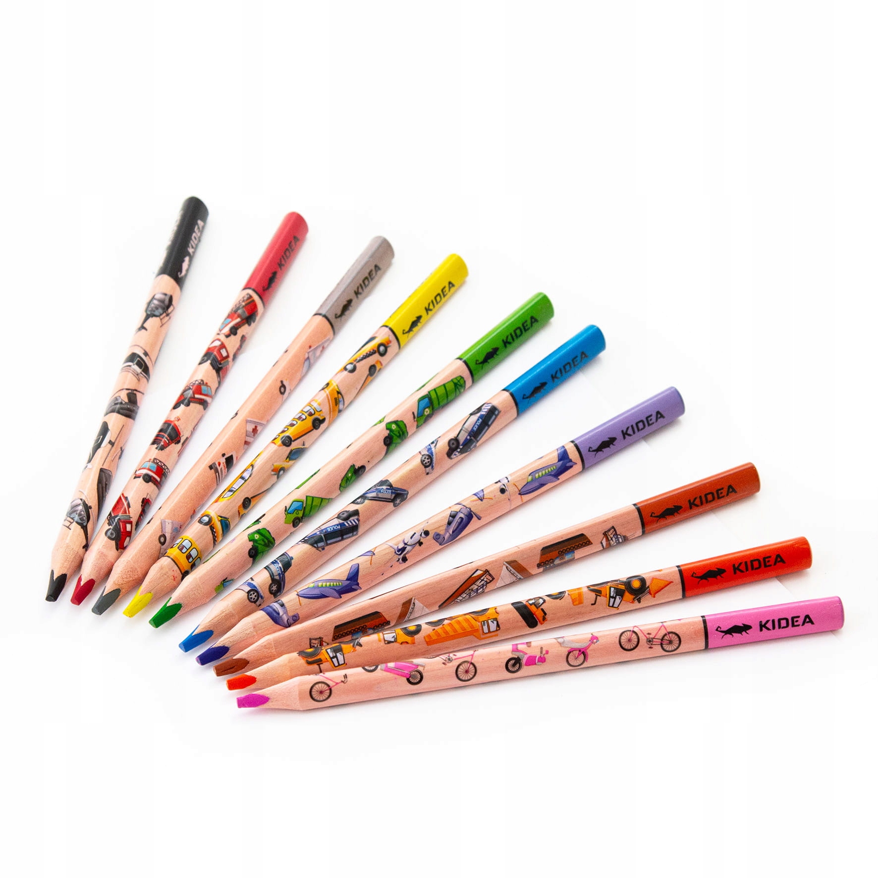 Kredki Trójkątne Jumbo Pojazdy 10 Kol. Kidea 3485