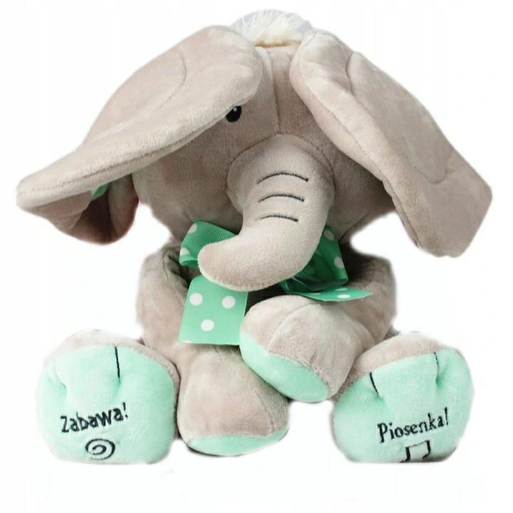 SŁONIK A KUKU BEŻOWO-MIĘTOWY 24CM 6508