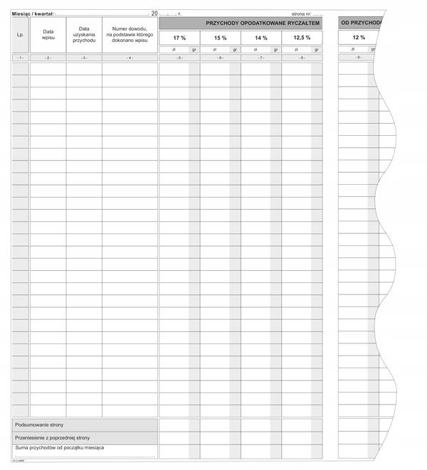 EWIDENCJA PRZYCHODÓW A4 R2-H