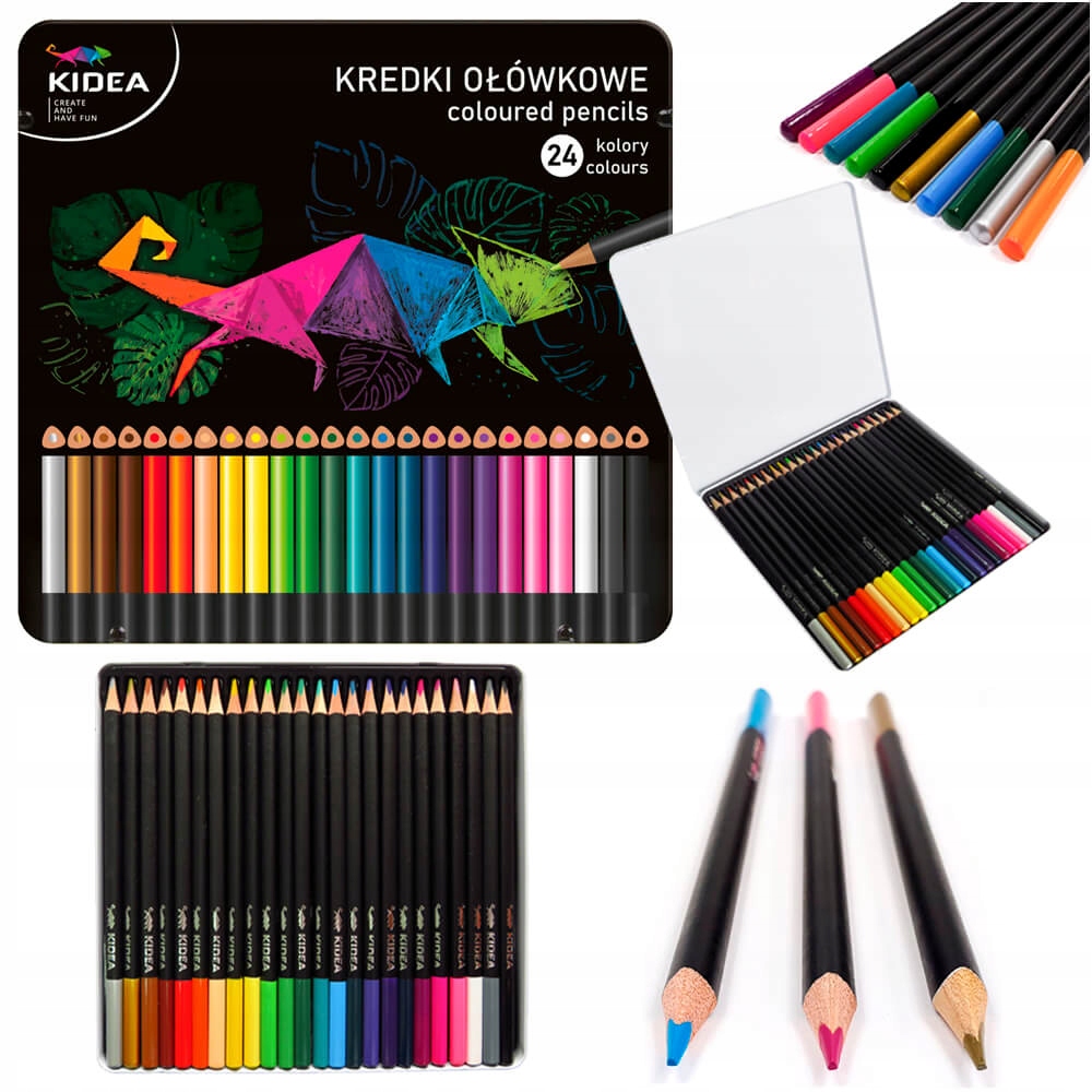 KREDKI TRÓJKĄTNE W METAL.PUDEŁKU 24 KOL KIDEA 7625
