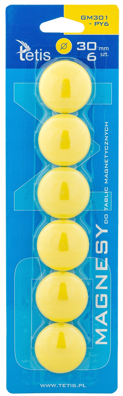 MAGNESY DO T. 30MM/6 ZÓŁTE GŁADKIE TETIS