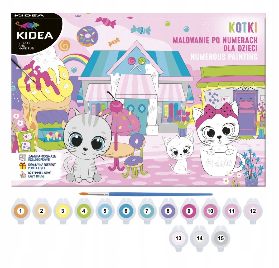 OBRAZ MALOWANIE PO NUMERACH - KOTKI KIDEA 1782
