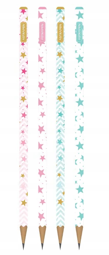 Ołówek Grafitowy Trójkątny Hb Stars Gwiazdki Mix Wzorów