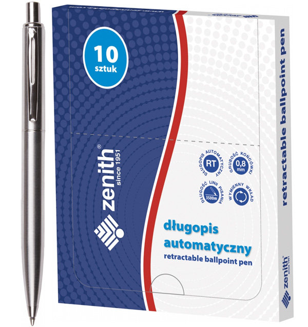 DŁUGOPIS AUTOMATYCZNY ZENITH-SILVER (10) 04021000