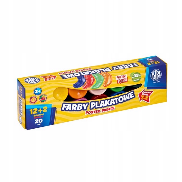 Farby plakatowe ASTRA 12+2 kol x 20 ml  Standard