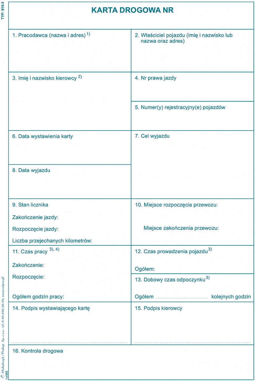 KARTA DROGOWA A5 815-3