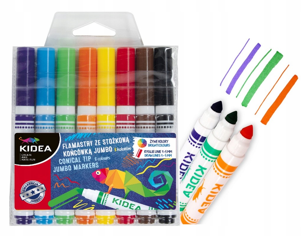 FLAMASTRY ZE STOŻ. KOŃCÓWKĄ JUMBO 8 KOL. 8097